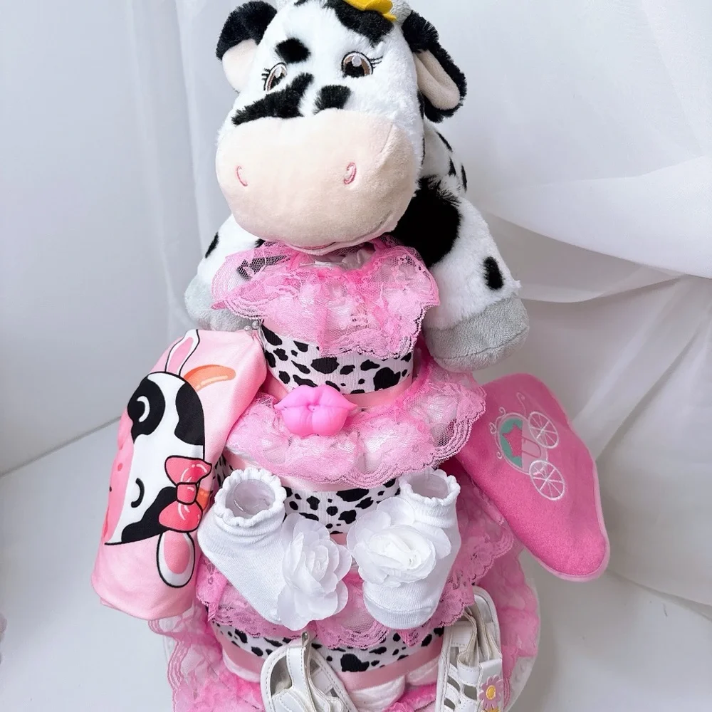 Cow Diaper Cake, Farm Baby Shower